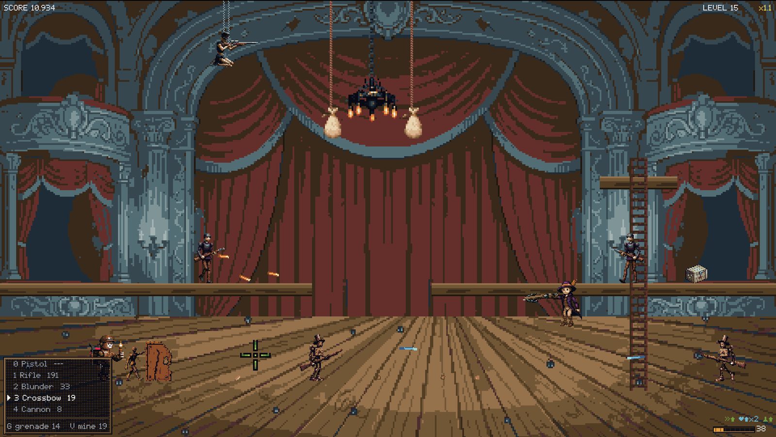 A mid-run act with puppets on the boards and on the balcony at the same time